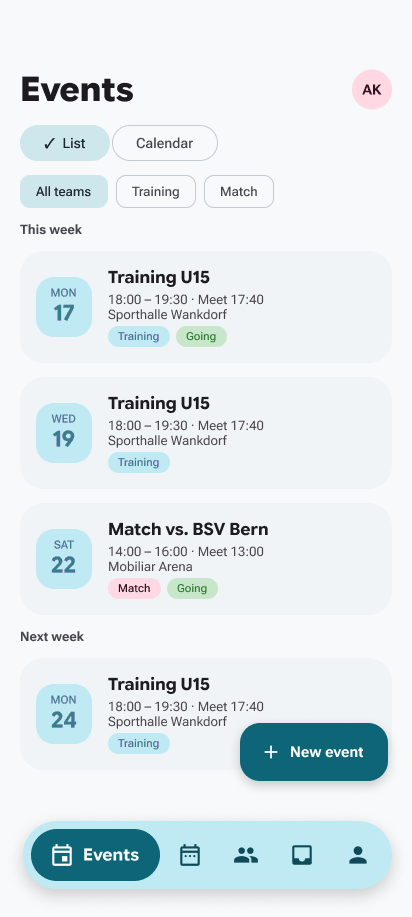 teamorg Events